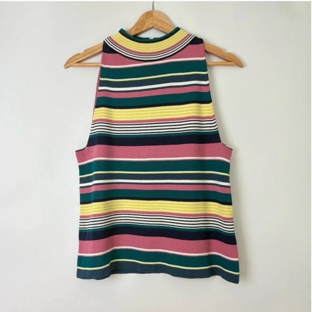 Maeve Anthropologie Lana Striped Knit Mock Neck Sleeveless Midi Dress Set Size M